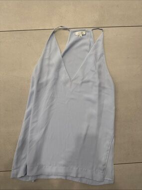Aritzia Light Blue V-Neck Silk-Cami Tank Top